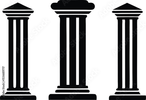 pillar icons silhouette vector