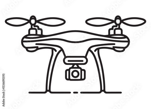 Modern Drone Illustration with Camera for Aerial Photography and Videography
