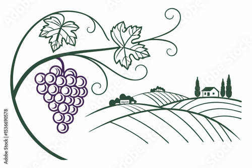 Minimalist Grape Vineyard Logo Icon Vector