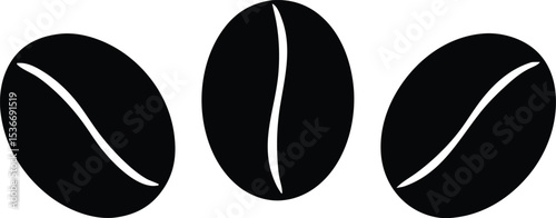  three coffee beans silhouette vector