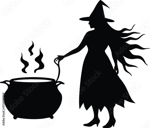 halloween witch on a broom