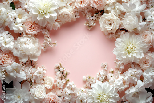 A Symmetrical Arrangement of White Flowers Around the Edges of the Frame, Creating a Floral Border