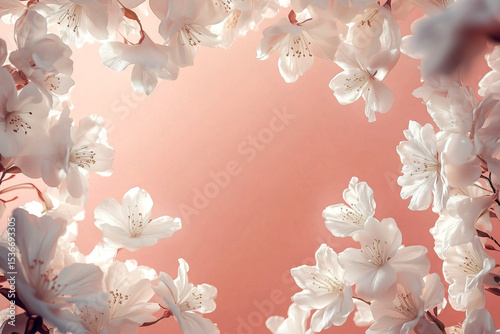 Premium a Symmetrical Arrangement of White Flowers Around the Edges of the Frame, Creating a Circular or Wreath-Like Composition