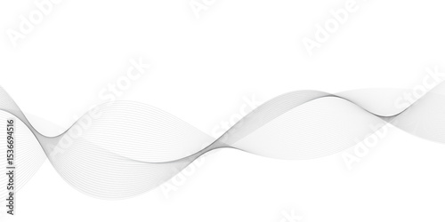 Abstract wavy grey stream element for design on transparent background isolated. frequency sound wave lines, technology, data science, business wave line background. Vector illustration.	