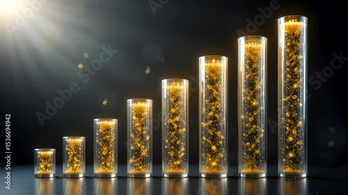 Elegant Transparent Tubes Symbolizing Wealth Growth - Loop Animation