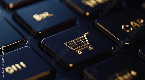 A close-up of the shopping cart button on an online store's computer keyboard