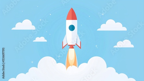 A rocket launching into space, symbolizing ambition, reaching for the stars, and achieving extraordinary heights.