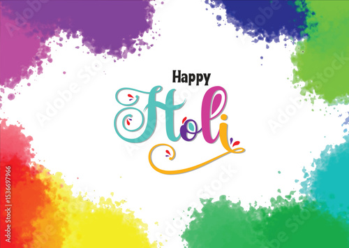 illustration of abstract colorful splash for Happy Holi background card design for color festival of India celebration greetings for promotion and advertisement banner