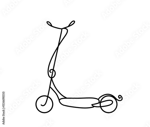 Creative line art of a scooter designed with simple curves and shapes showcasing minimalist style and artistic expression