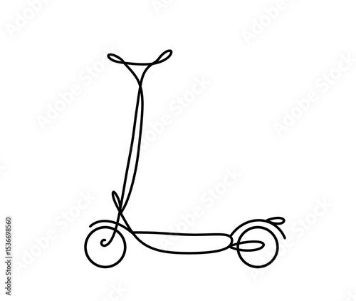 Simple line drawing of a scooter showcasing its design and structure, capturing the essence of urban mobility