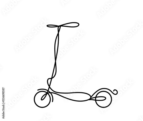 Creative line drawing of a scooter designed with minimalist elegance showcasing motion and simplicity