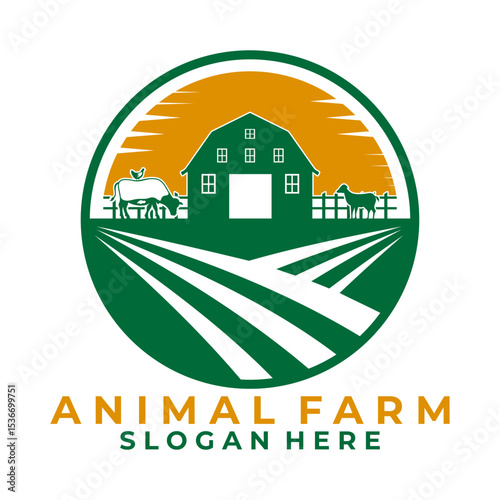 Farm label logo design vector. Livestock logo design icon template
