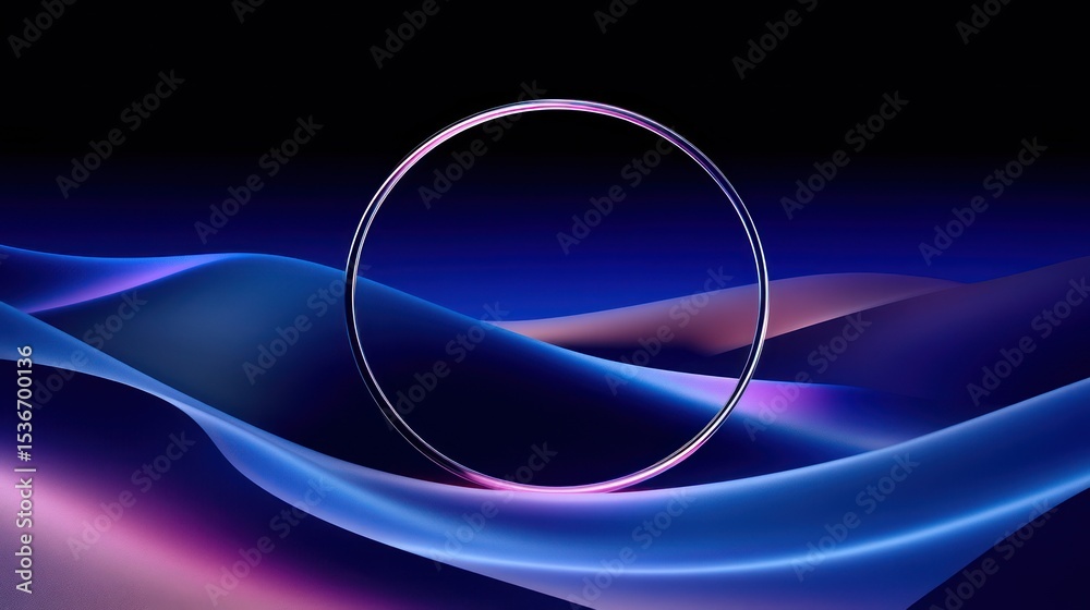 Obraz premium Abstract design with a metallic ring and flowing shapes.