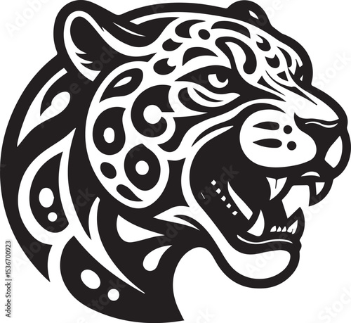Black and White Jaguar Vector Illustration – Minimalist Wild Cat Silhouette Art	