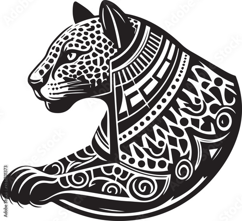 Black and White Jaguar Vector Illustration – Minimalist Wild Cat Silhouette Art	