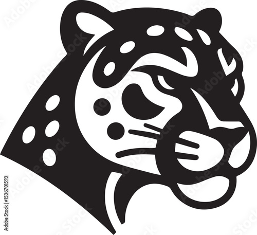 Black and White Jaguar Vector Illustration – Minimalist Wild Cat Silhouette Art	