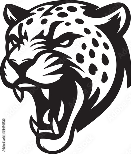 Black and White Jaguar Vector Illustration – Minimalist Wild Cat Silhouette Art	