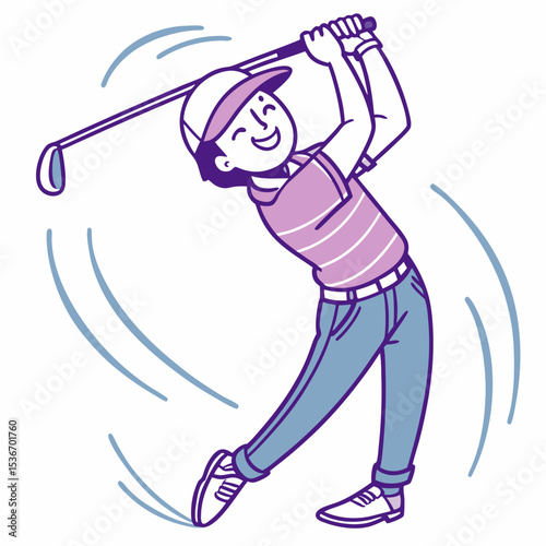 Golf swing emoji with relaxed face