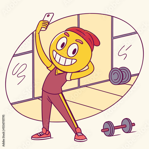 Gym selfie emoji with flex pose