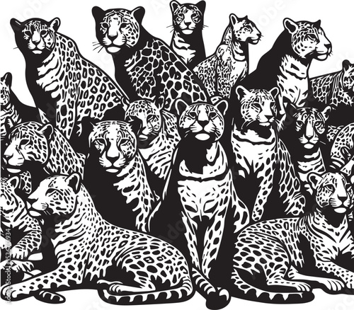 Black and White Jaguar Vector Illustration – Minimalist Wild Cat Silhouette Art	