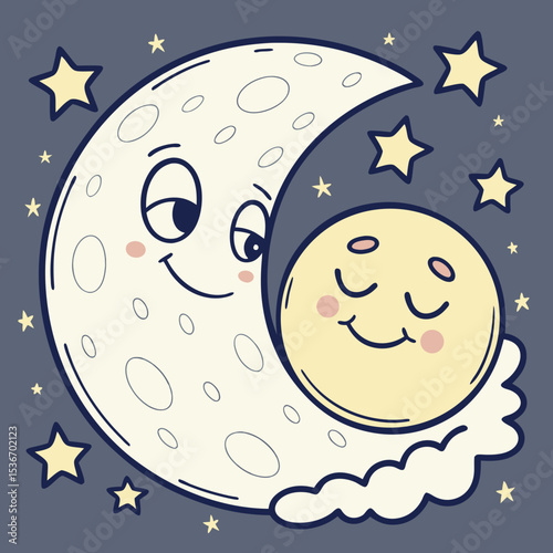 Moon cuddling emoji