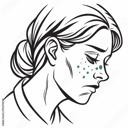 Sick face with green cheeks