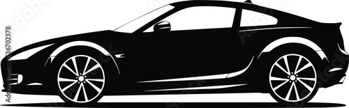 Silhouette of a sleek, modern sports car with aerodynamic shape and large wheels