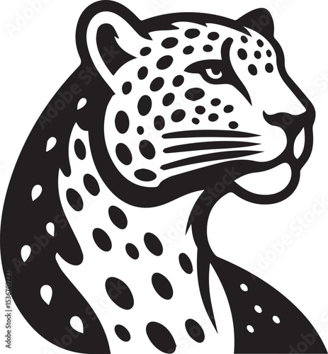 Black and White Jaguar Vector Illustration – Minimalist Wild Cat Silhouette Art	