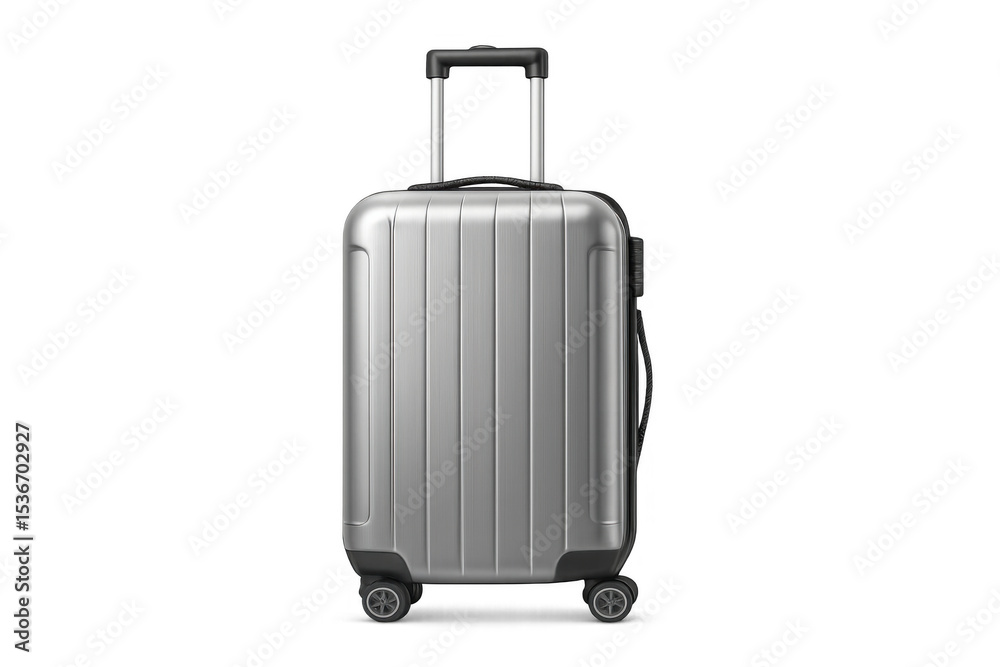 Modern gray trolley suitcase isolated on transparent background, representing travel and tourism Modern gray trolley suitcase isolated on transparent background, representing travel and tourism