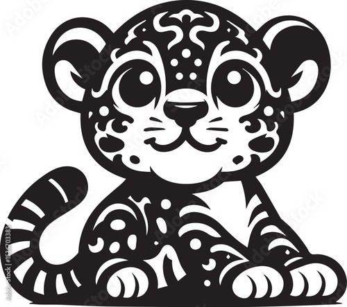 Black and White Jaguar Vector Illustration – Minimalist Wild Cat Silhouette Art	