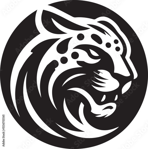 Black and White Jaguar Vector Illustration – Minimalist Wild Cat Silhouette Art	
