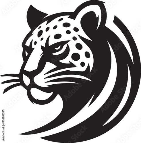 Black and White Jaguar Vector Illustration – Minimalist Wild Cat Silhouette Art	