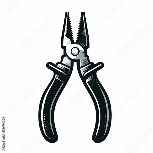 Electric work pliers tool silhouette vector illustration isolated on a white background