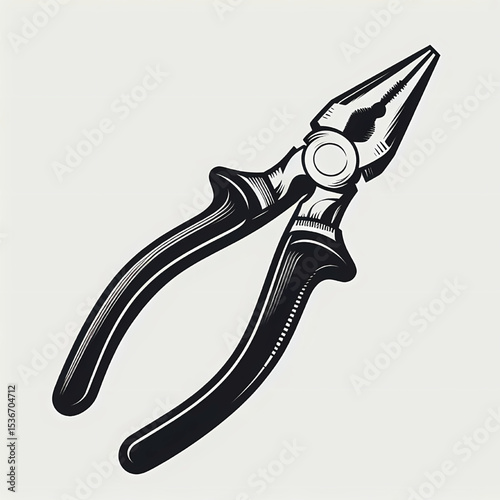 Electric work pliers tool silhouette vector illustration isolated on a white background