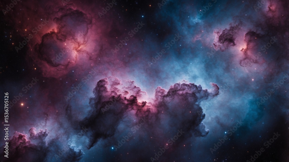 Fototapeta premium Stunning cosmic panorama showcases a vibrant nebula with a multitude of stars in the deep space.