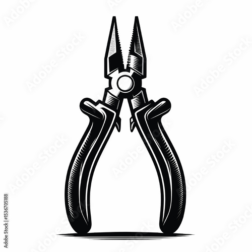 Electric work pliers tool silhouette vector illustration isolated on a white background