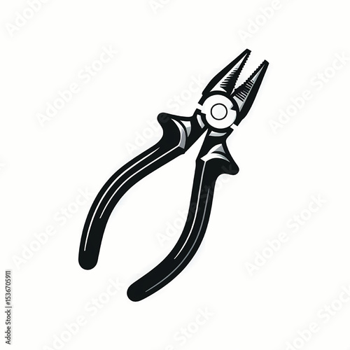 Electric work pliers tool silhouette vector illustration isolated on a white background