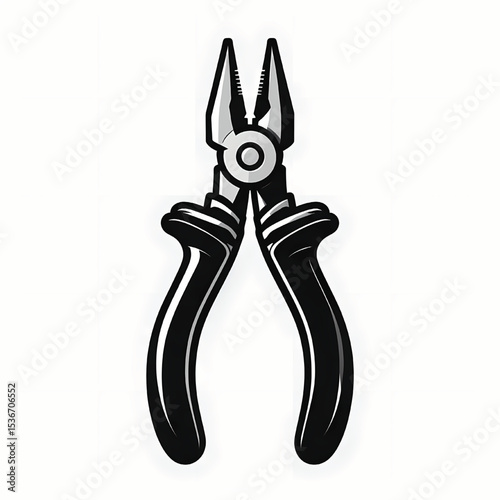 Electric work pliers tool silhouette vector illustration isolated on a white background