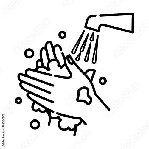 Made in UK Hygiene is essential especially during the act of hand washing vector icon outline style.