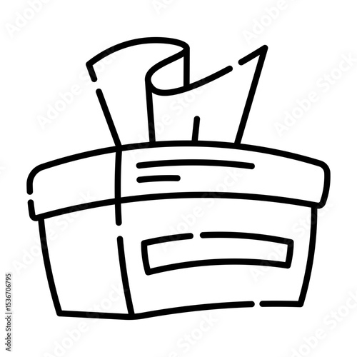 Made in UK Hygiene starts with a clean tissue box ready to use vector icon outline style.