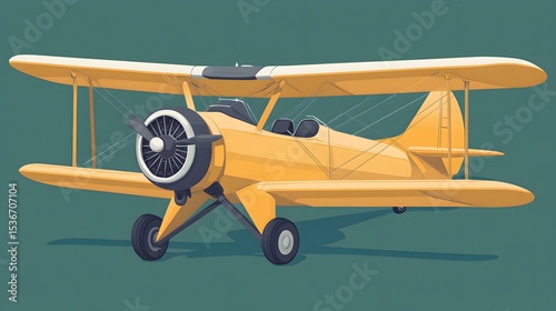 Vintage Yellow Biplane Airplane Classic Aircraft