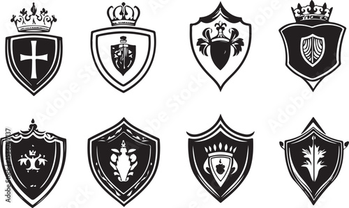 Luxury Crest Logos with Crown and Ribbons

