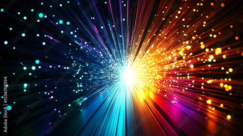 Fototapeta premium Vibrant Light Explosion Colorful Rays Sparkling Burst