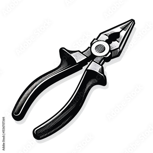 Electric work pliers tool silhouette vector illustration isolated on a white background