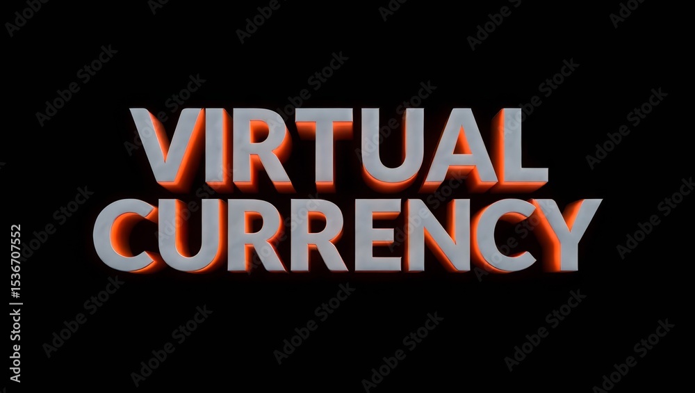 Obraz premium Word Virtual Currency is written on dark background.