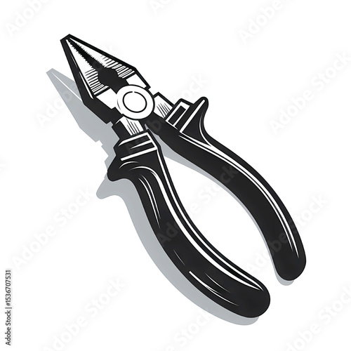 Electric work pliers tool silhouette vector illustration isolated on a white background