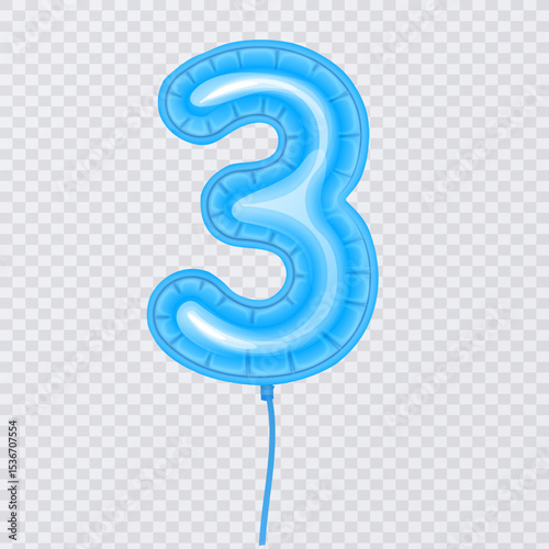 Blue Number 3 Balloon for a Birthday Celebration