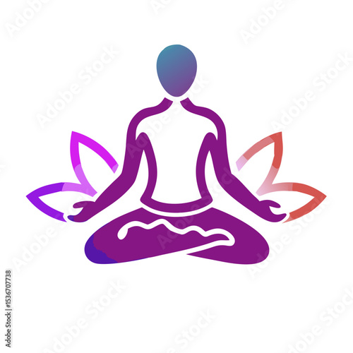 Meditation Silhouette Icon - Zen Yoga Vector

