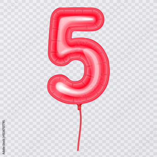 Red Number 5 Balloon for Birthday Celebrations