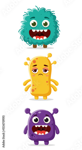 Funny cartoon monster characters are a delightful vector illustration, perfect for Halloween or any fun holiday art